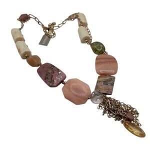 Chico’s NWT Chunky Beaded Gemstone Statement Necklace – 27” Boho Style